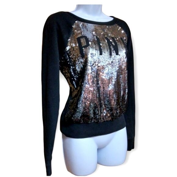 PINK! VICTORIA'S SECRET- BLING LIMITED EDITION SEQUINED OMBRE STYLE SWEATER - Picture 7 of 16